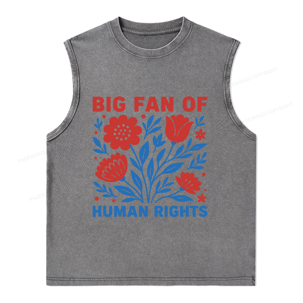 Pagewings Big Fan Of Human Rights Unisex Washed Tank Top