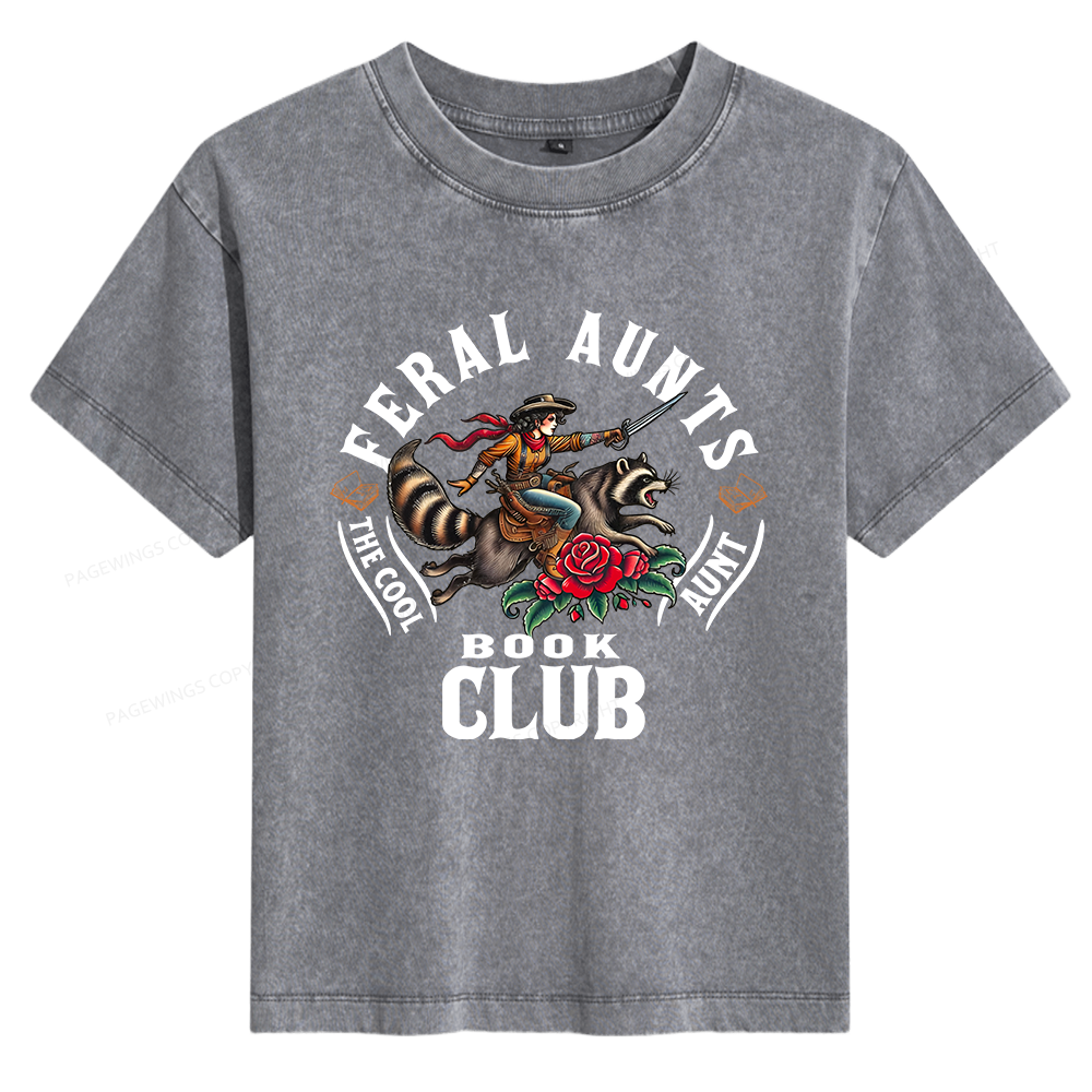 Pagewings Feral Aunt Book Club Women's Washed T-shirt
