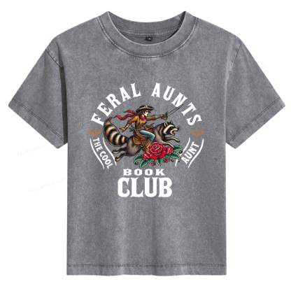 Pagewings Feral Aunt Book Club Women's Washed T-shirt