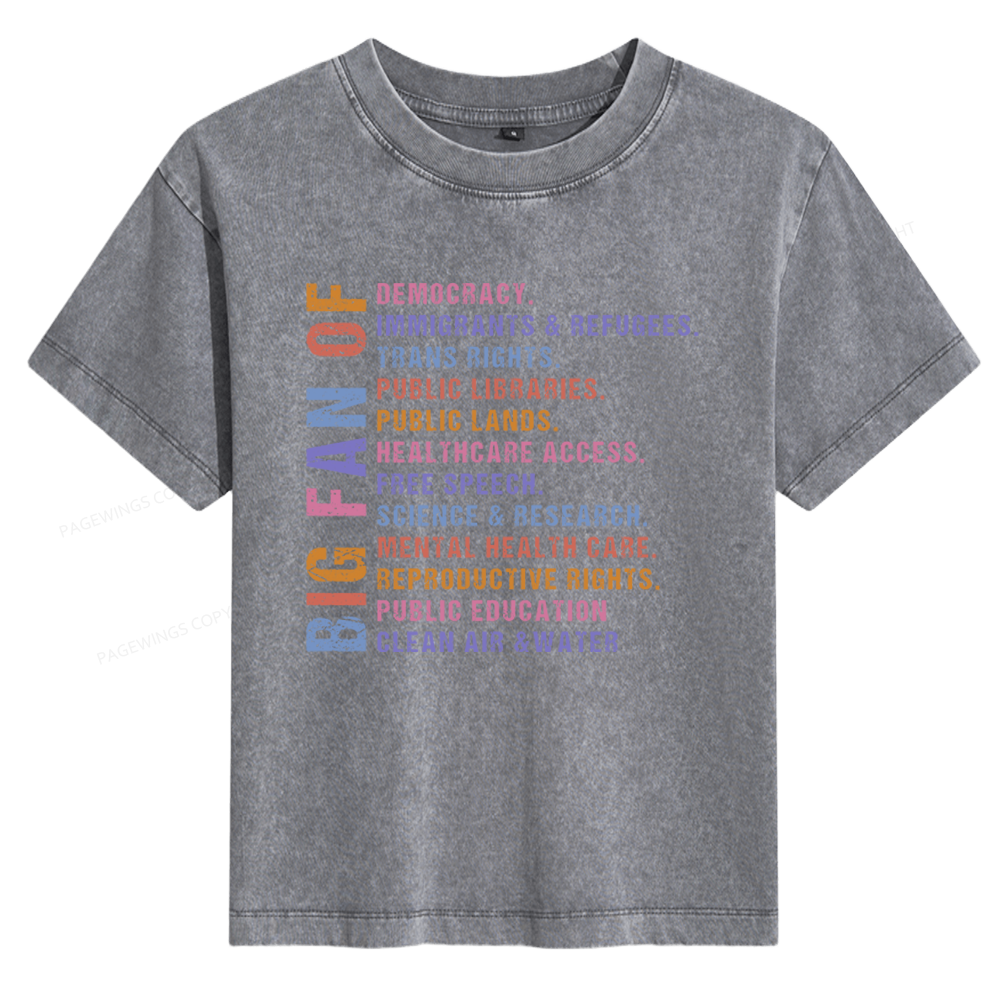 Pagewings Big Fan of Human Rights Women's Washed T-shirt