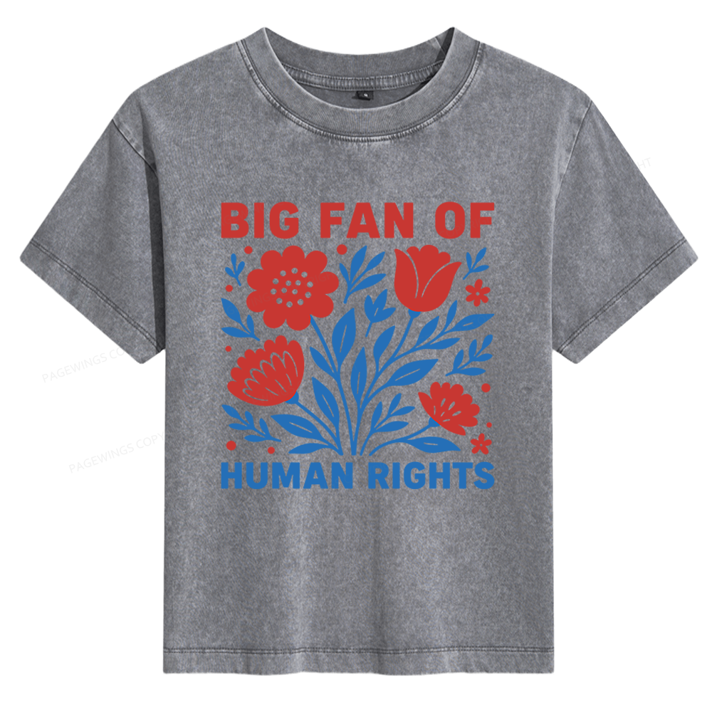 Pagewings Big Fan of Human Rights Women's Washed T-shirt