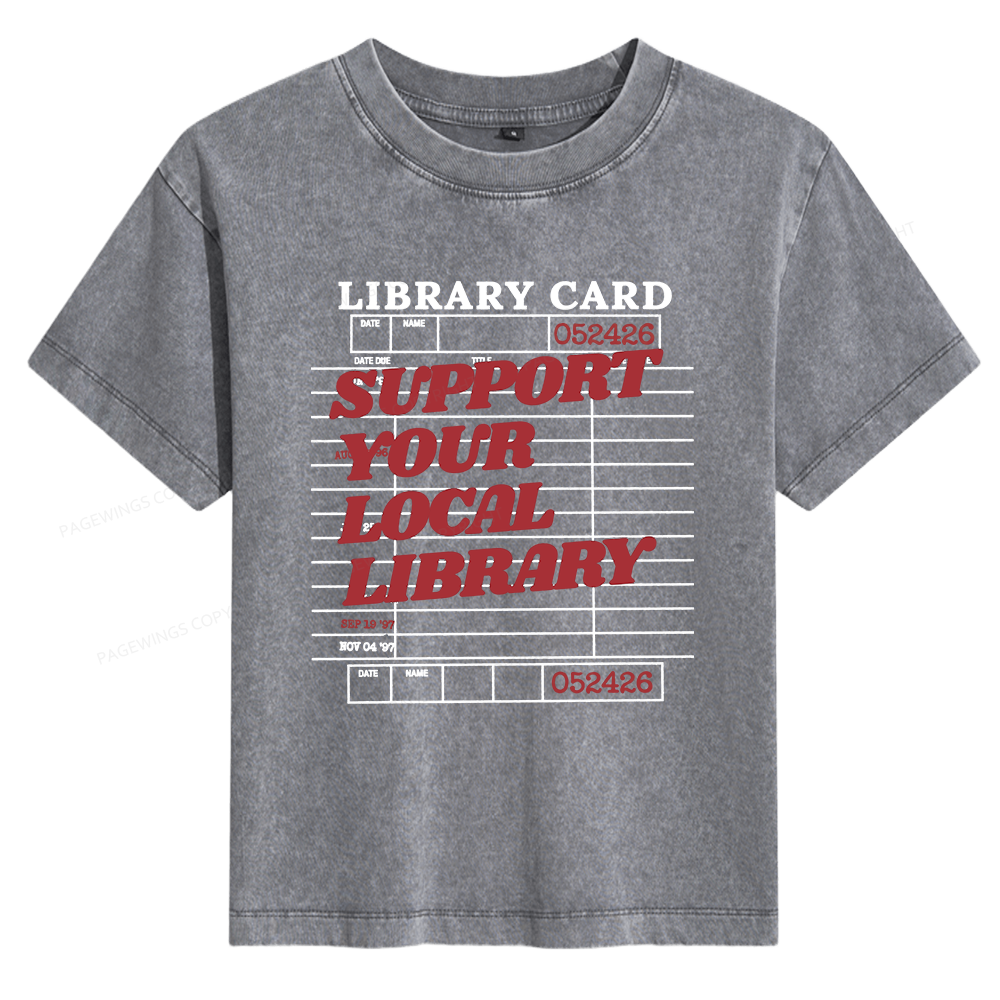 Pagewings Support your Local Library Women's Washed T-shirt