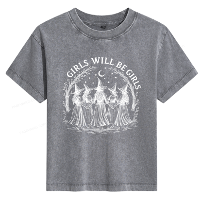 Pagewings Girls Will Be Girls Women's Washed T-shirt