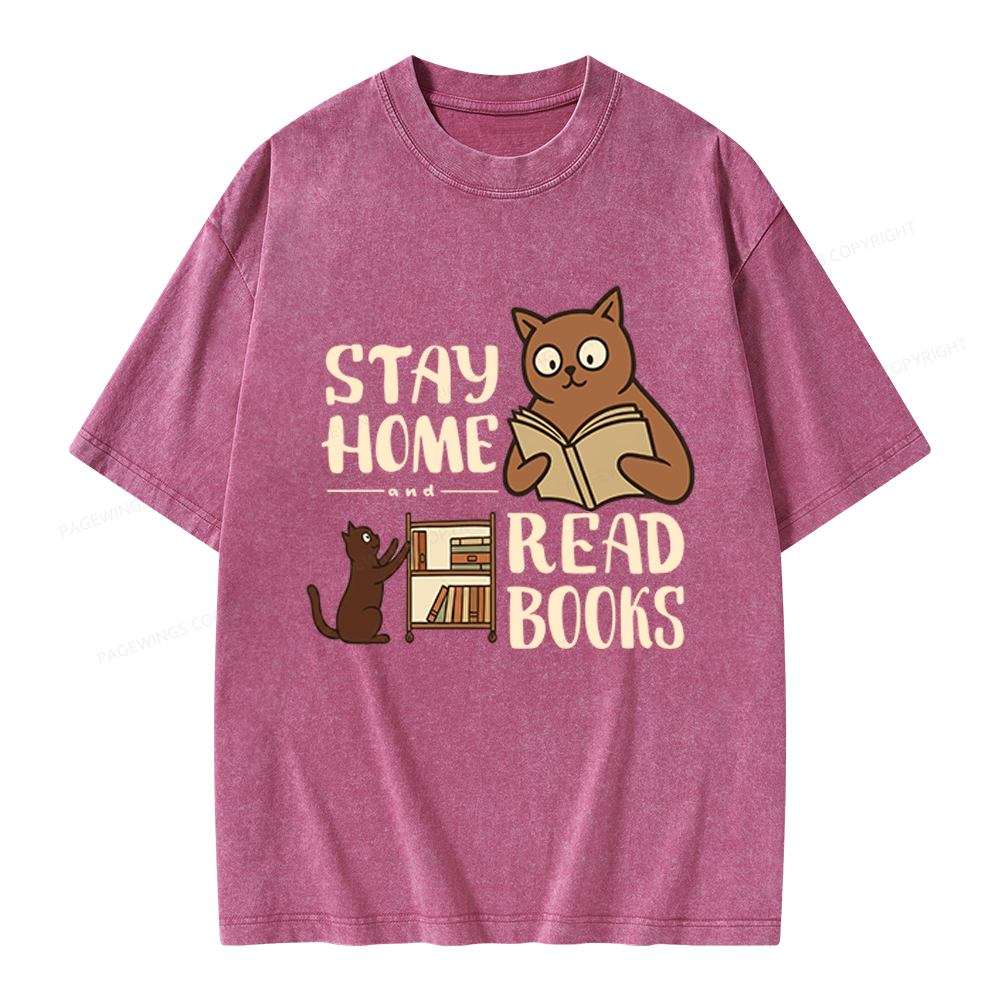 Pagewings Stay Home Read Books Unisex Washed T-shirt