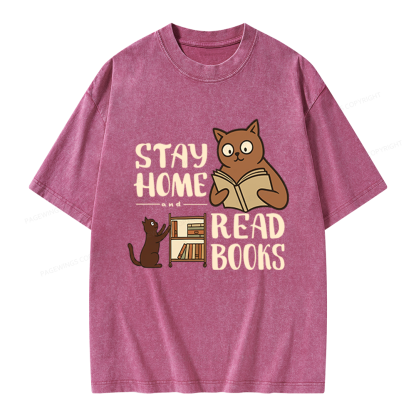 Pagewings Stay Home Read Books Unisex Washed T-shirt