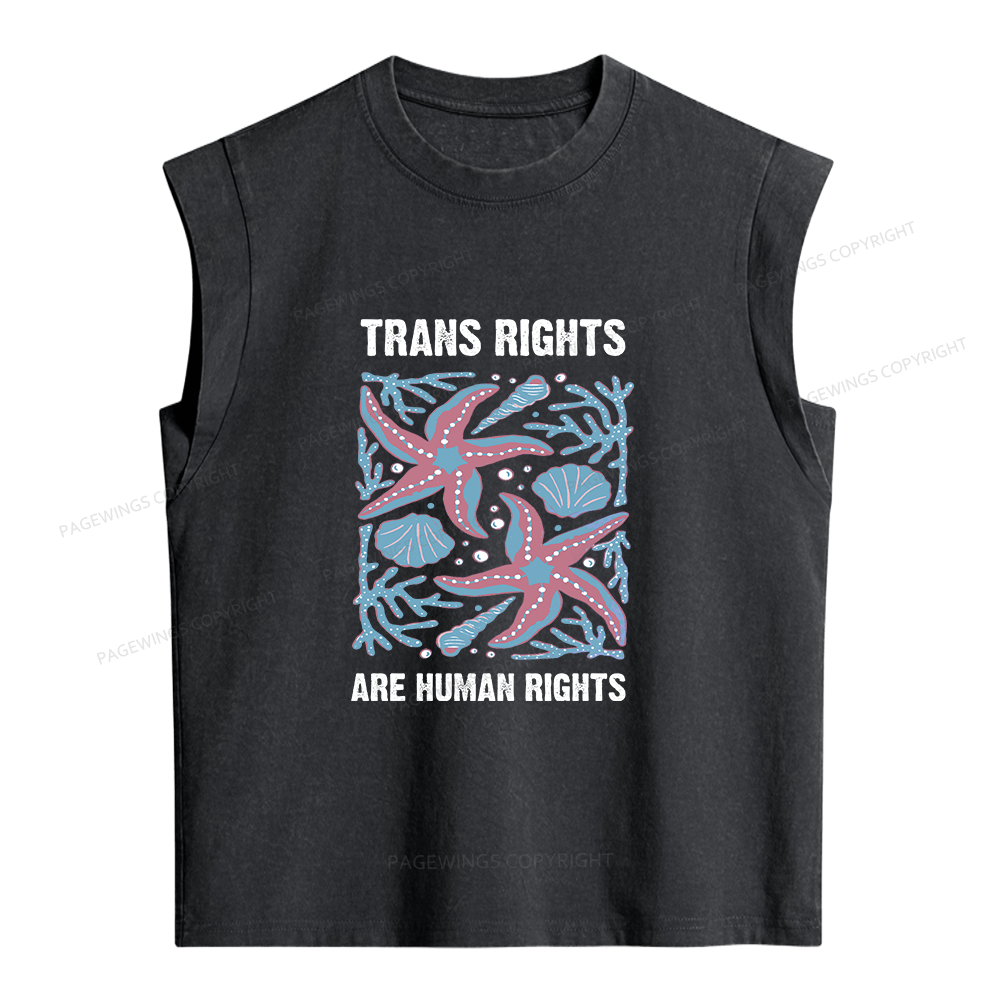 Pagewings Trans Rights  Are Human Rights Women's Washed Tank Top