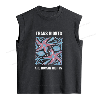 Pagewings Trans Rights  Are Human Rights Women's Washed Tank Top