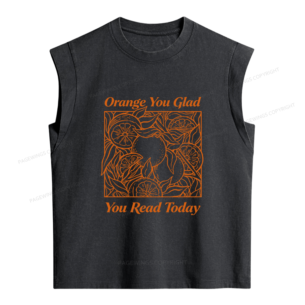 Pagewings Orange You Glad You Read Today Women's Washed Tank Top