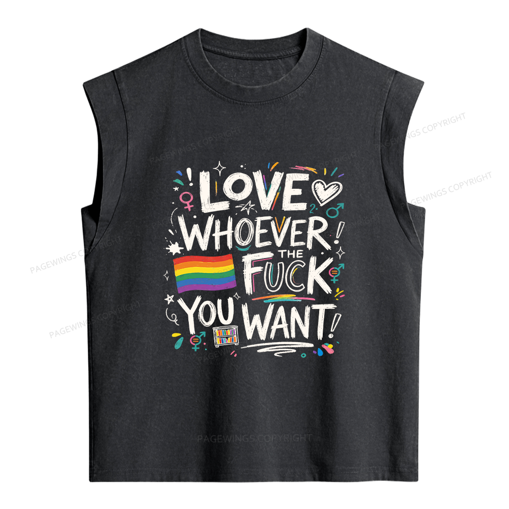 Pagewings Love Whoever You Want Women's Washed Tank Top