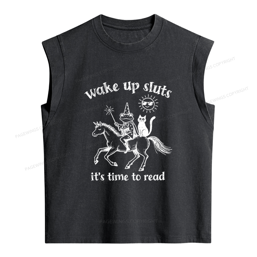 Pagewings Wake Up Sluts Women's Washed Tank Top