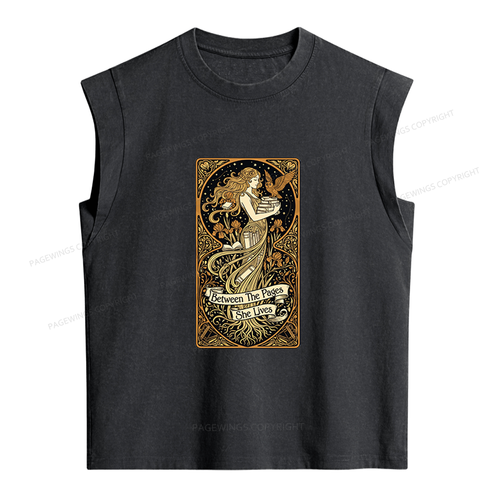 Pagewings Between The Pages She Lives Women's Washed Tank Top