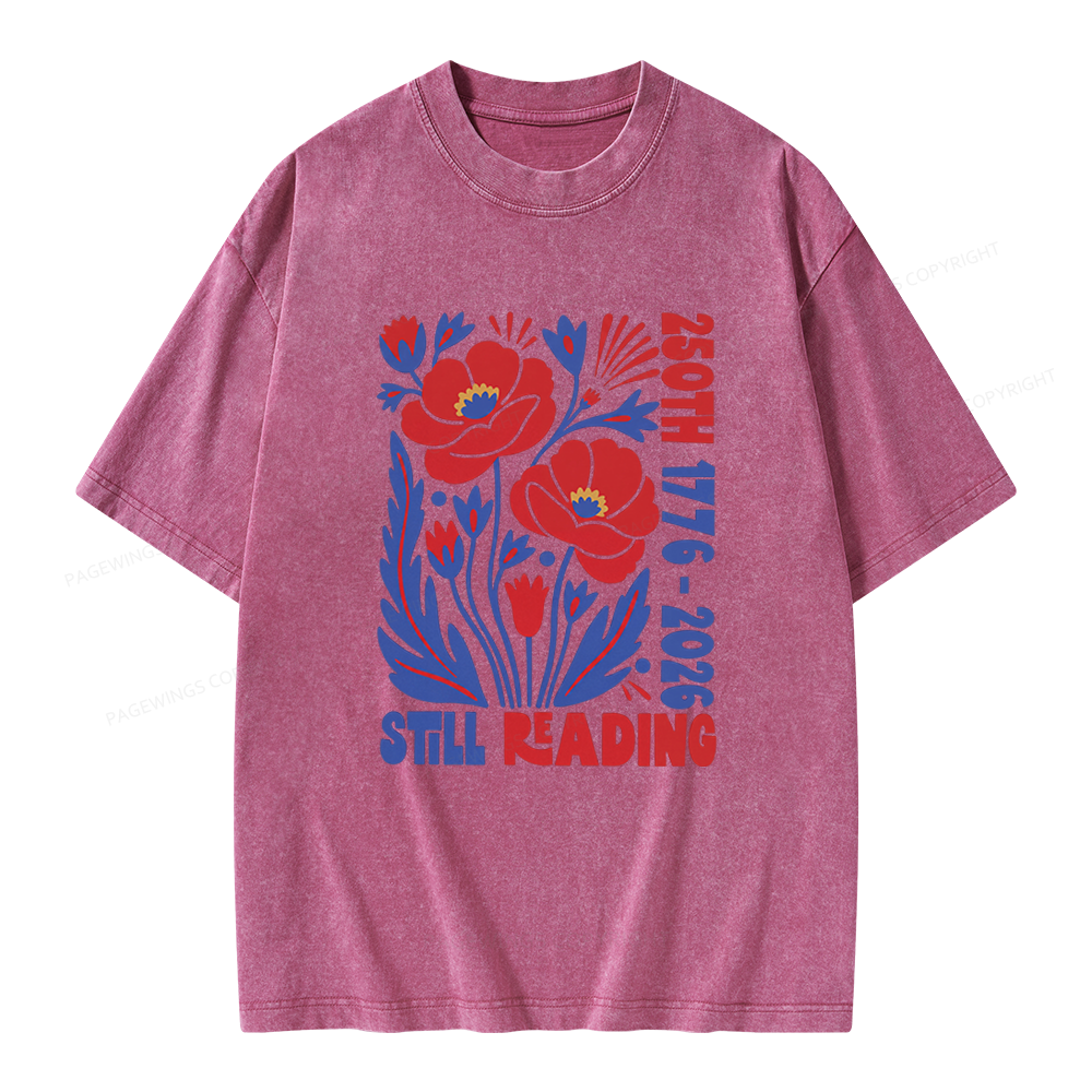 Pagewings Still Reading Unisex Washed T-shirt