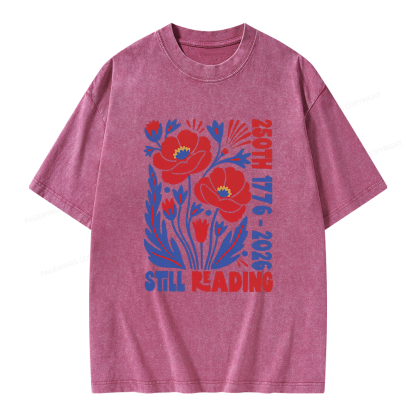 Pagewings Still Reading Unisex Washed T-shirt