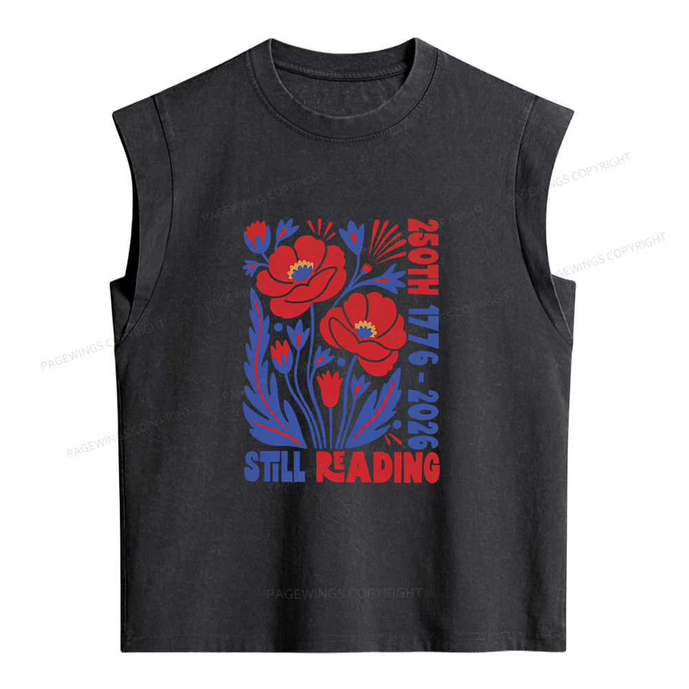 Pagewings 250th Still Reading Women's Washed Tank Top