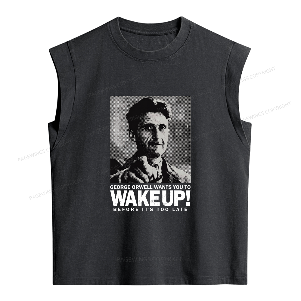 Pagewings Wants You To Wake Up Women's Washed Tank Top