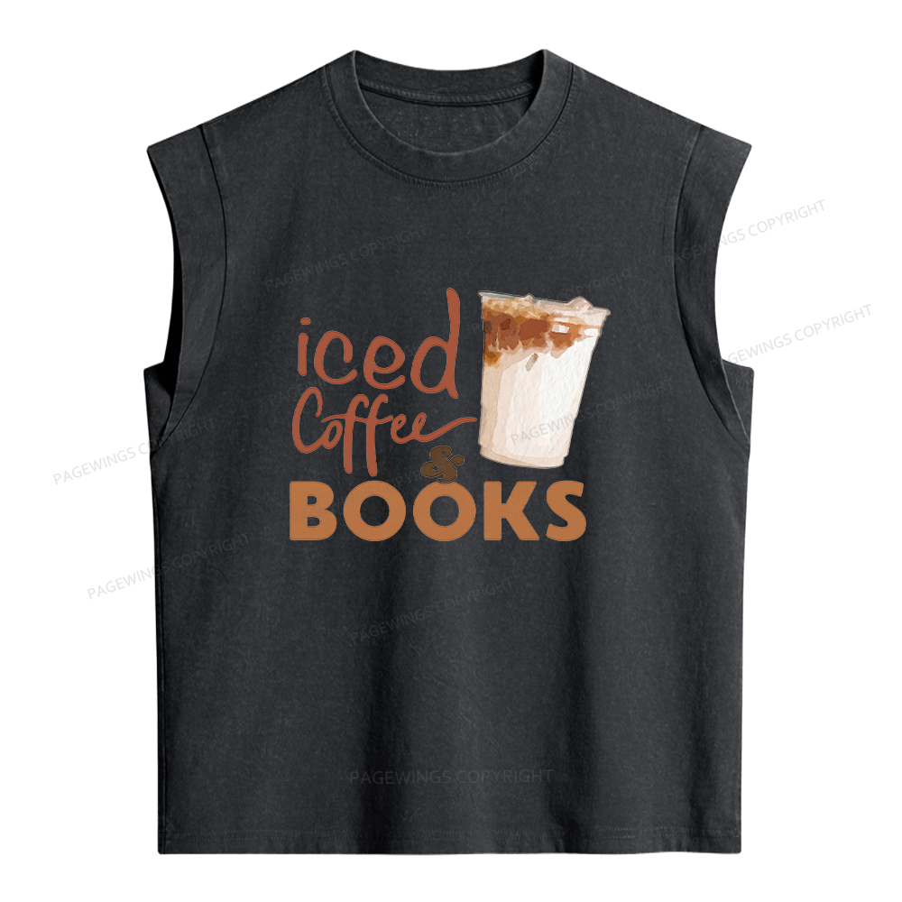 Pagewings Iced Coffee Books Women's Washed Tank Top