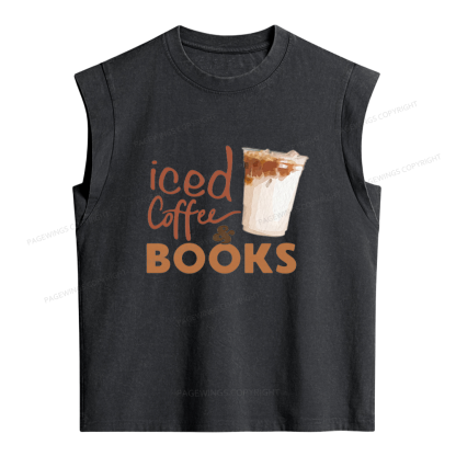 Pagewings Iced Coffee Books Women's Washed Tank Top