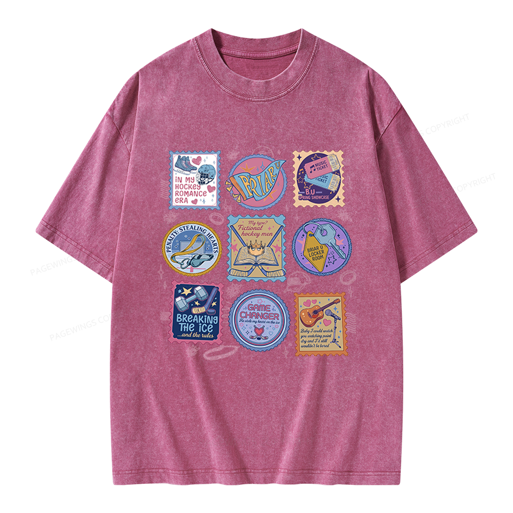 Pagewings Hockey Romance Unisex Washed T-shirt