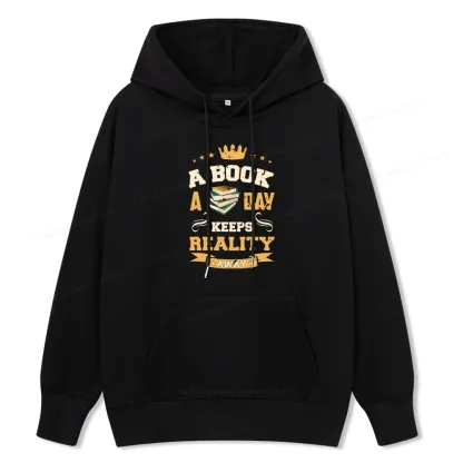 Pagewings A Book A Day Keeps Reality Away Unisex Classic Hoodie