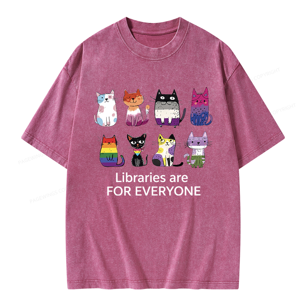 Pagewings Libraries Are For Everyone Unisex Washed T-shirt