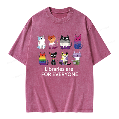 Pagewings Libraries Are For Everyone Unisex Washed T-shirt
