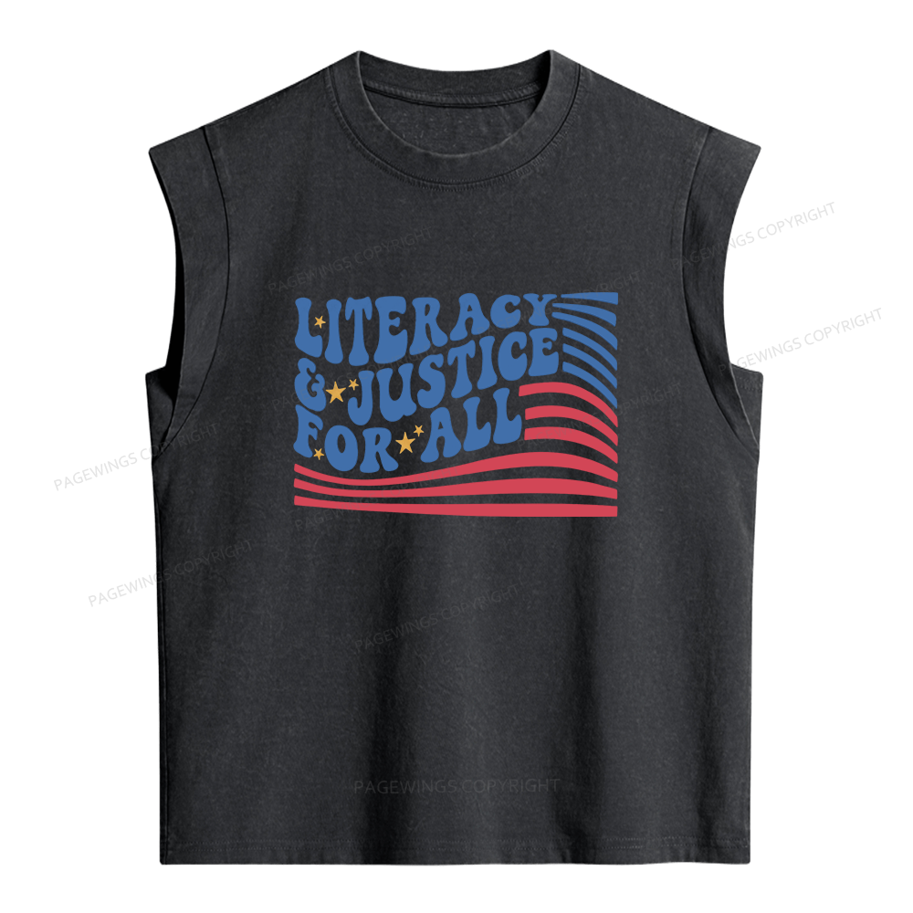 Pagewings Literacy And Justice For All Women's Washed Tank Top
