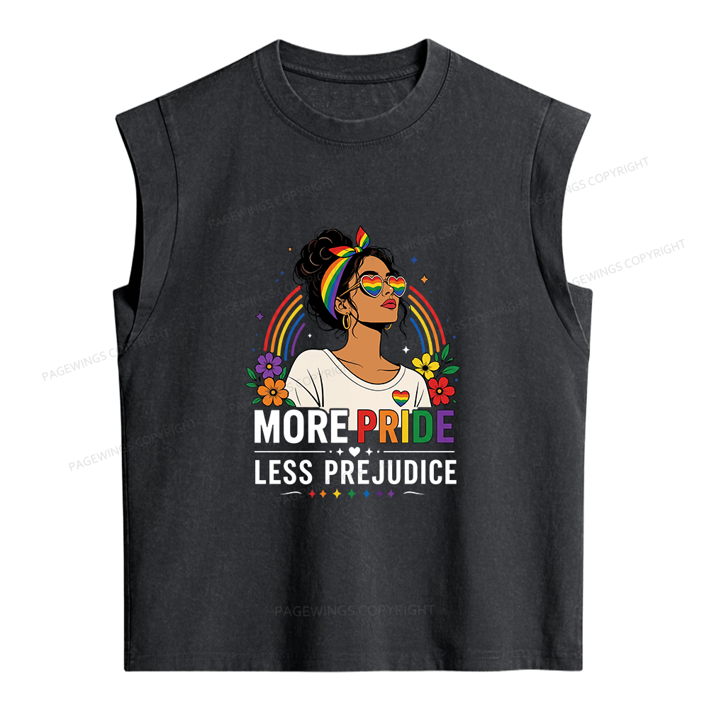 Pagewings More Pride Less Prejudice Women's Washed Tank Top