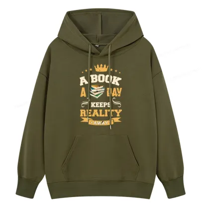 Pagewings A Book A Day Keeps Reality Away Unisex Classic Hoodie