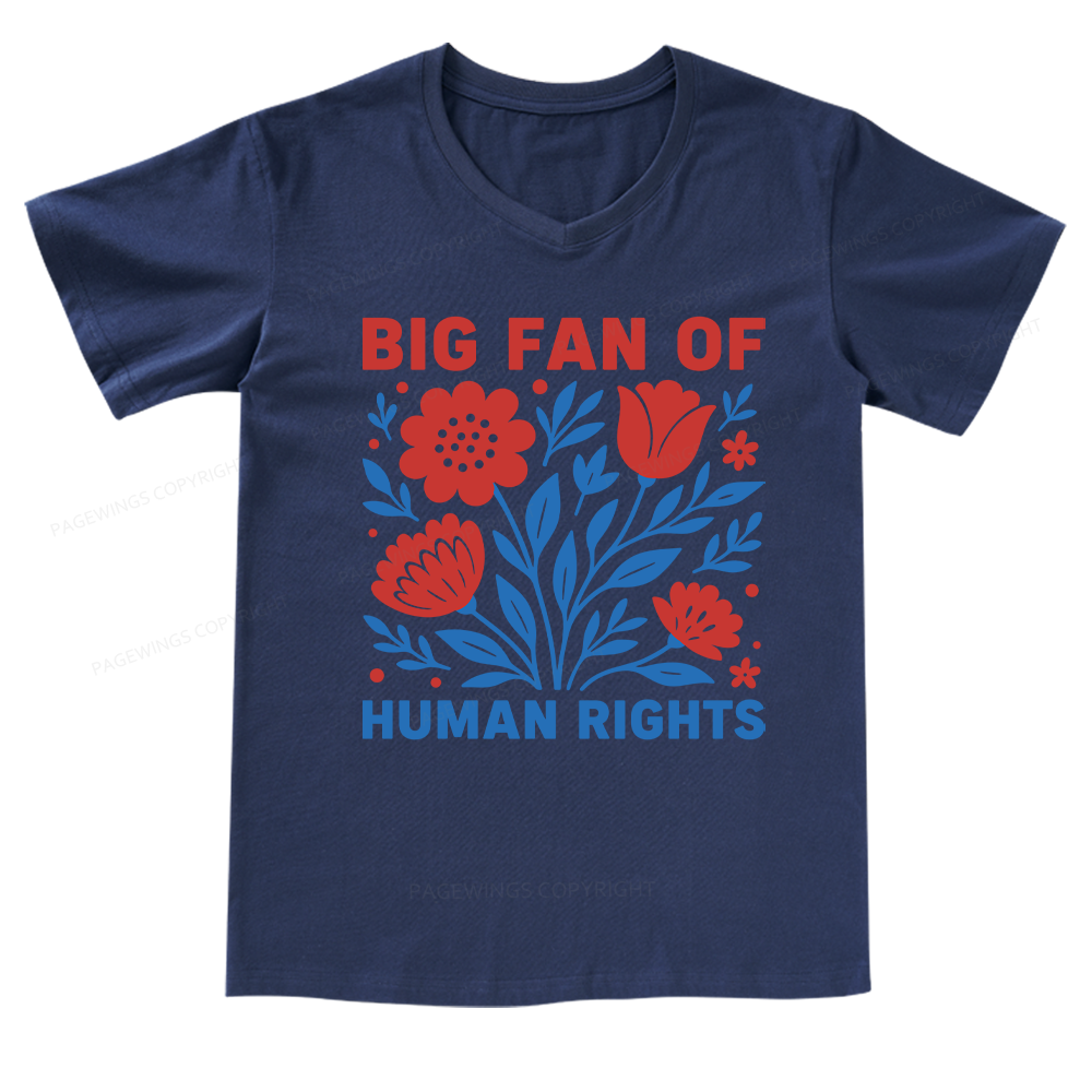 Pagewings Big Fan Of Human Rights V-neck T-shirt