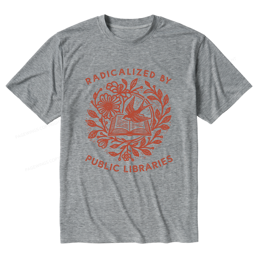 Pagewings Soft Radicalized By Public Libraries Unisex Heather T-Shirt