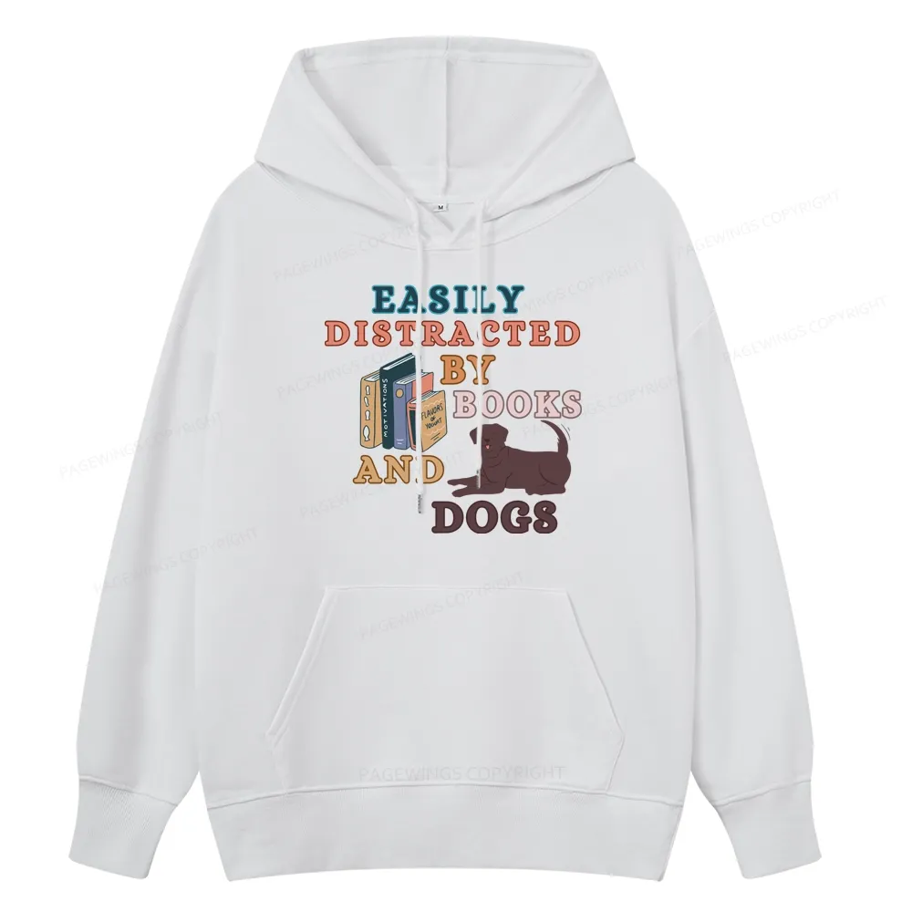 Pagewings Easily Distracted By Books And Labrador Unisex Classic Hoodie
