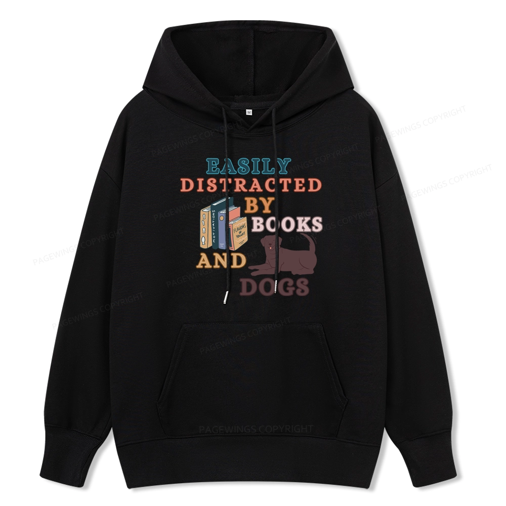 Pagewings Easily Distracted By Books And Labrador Unisex Classic Hoodie