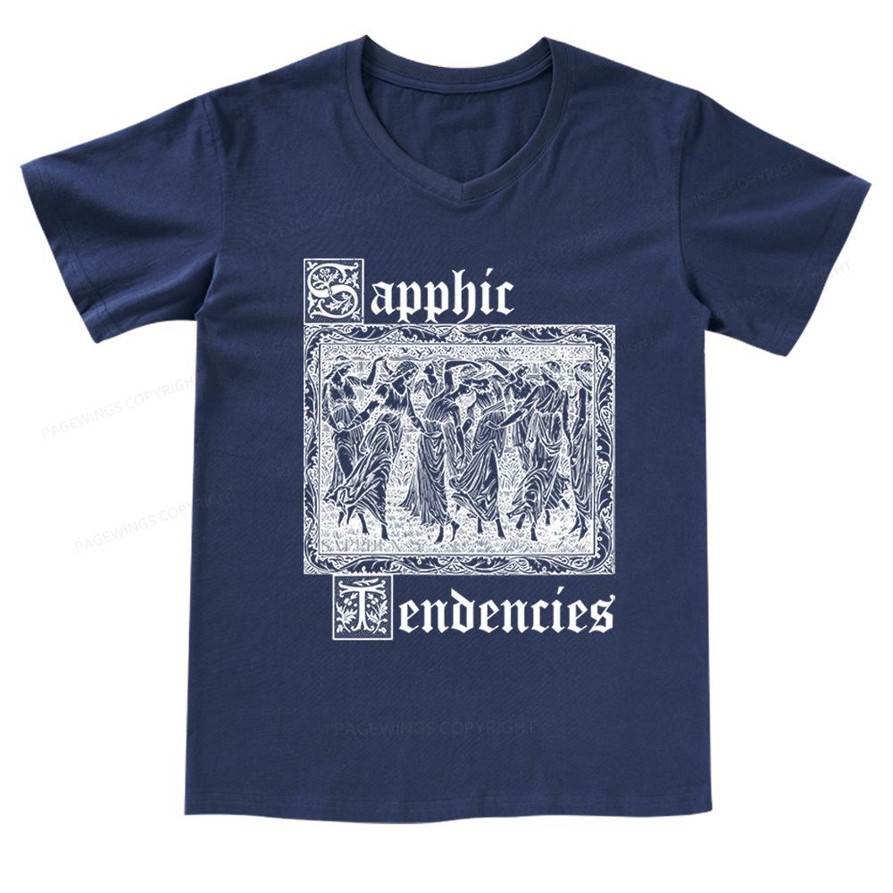 Pagewings Sapphic Tendencies V-neck T-shirt