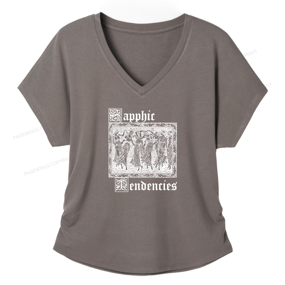 Pagewings Sapphic Tendencies Soft Women's Modal V-neck T-shirt