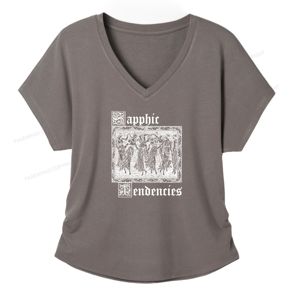 Pagewings Sapphic Tendencies Soft Women's Modal V-neck T-shirt