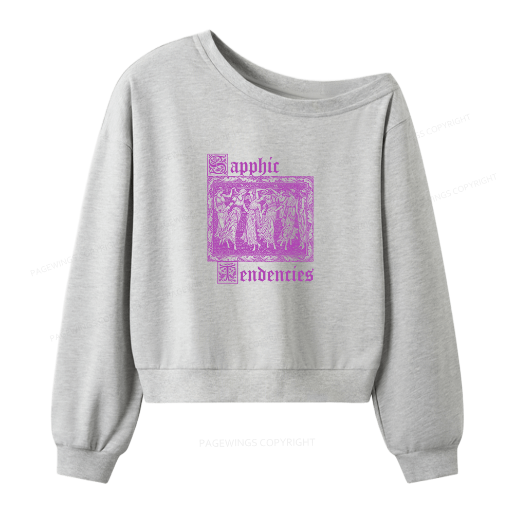 Pagewings Sapphic Tendencies Women Off Shoulder Sweatshirt