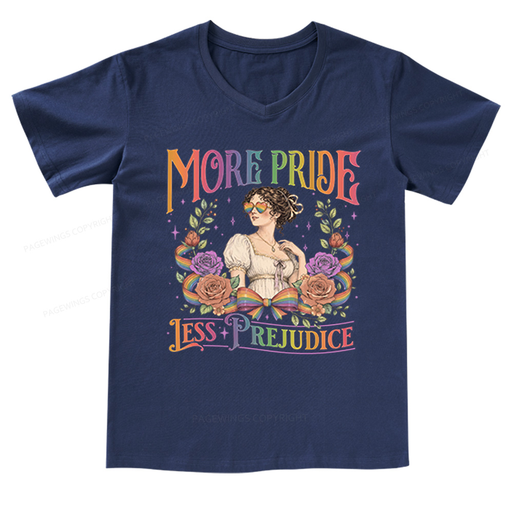 Pagewings More Pride Less Prejudice V-neck T-shirt