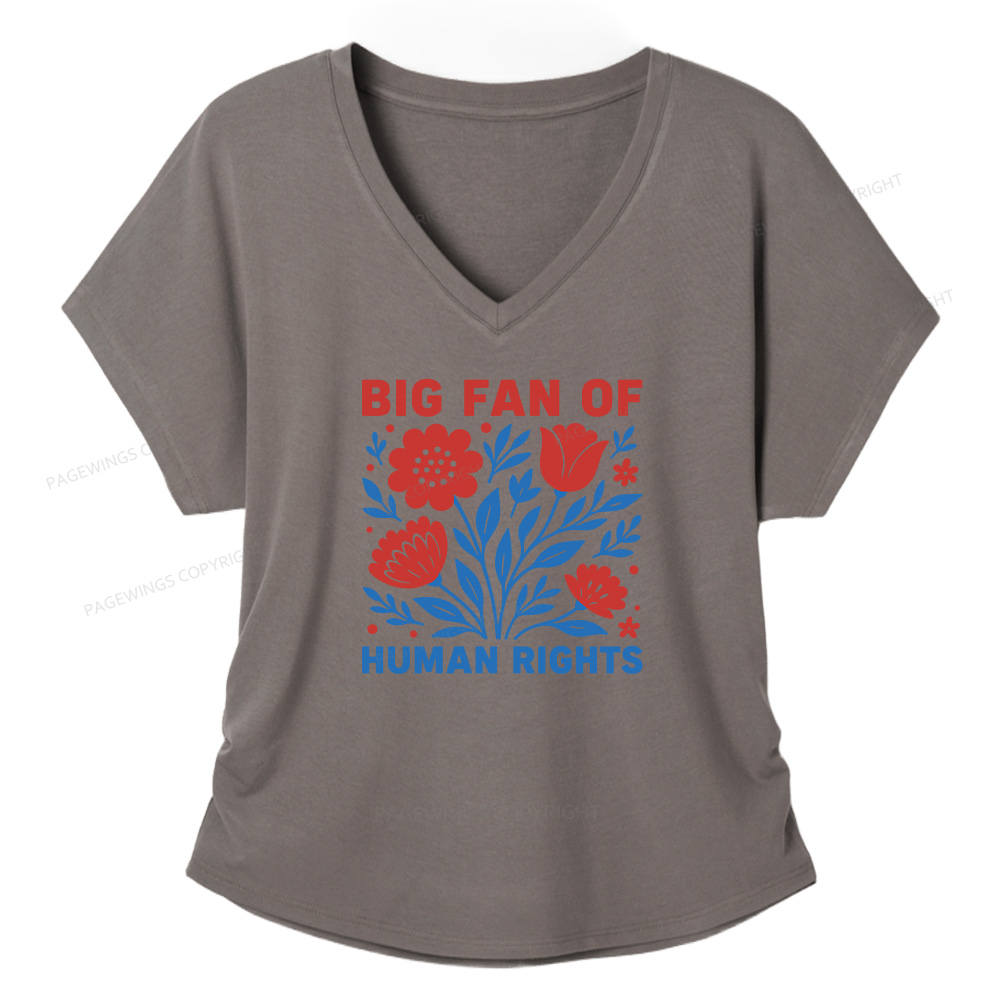 Pagewings Big Fan Of Human Rights Soft Women's Modal V-neck T-shirt  