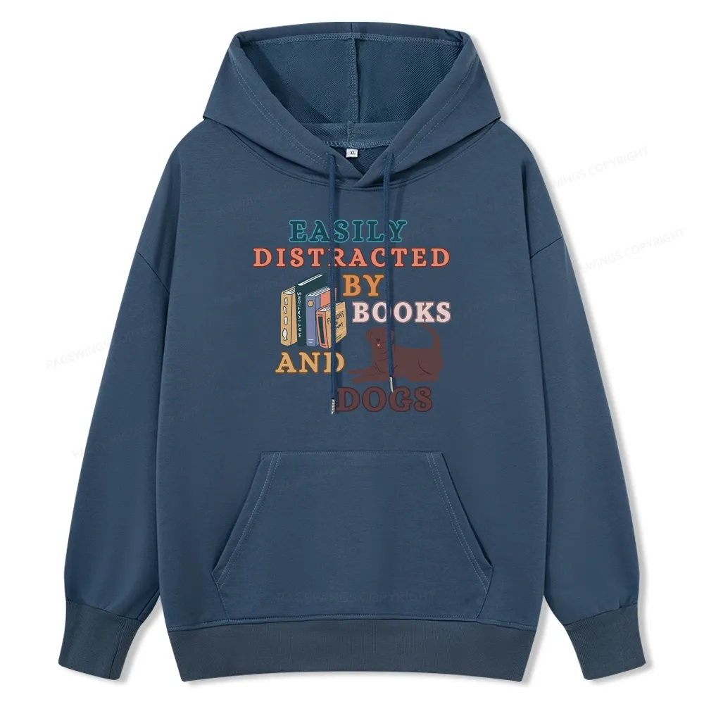 Pagewings Easily Distracted By Books And Labrador Unisex Classic Hoodie
