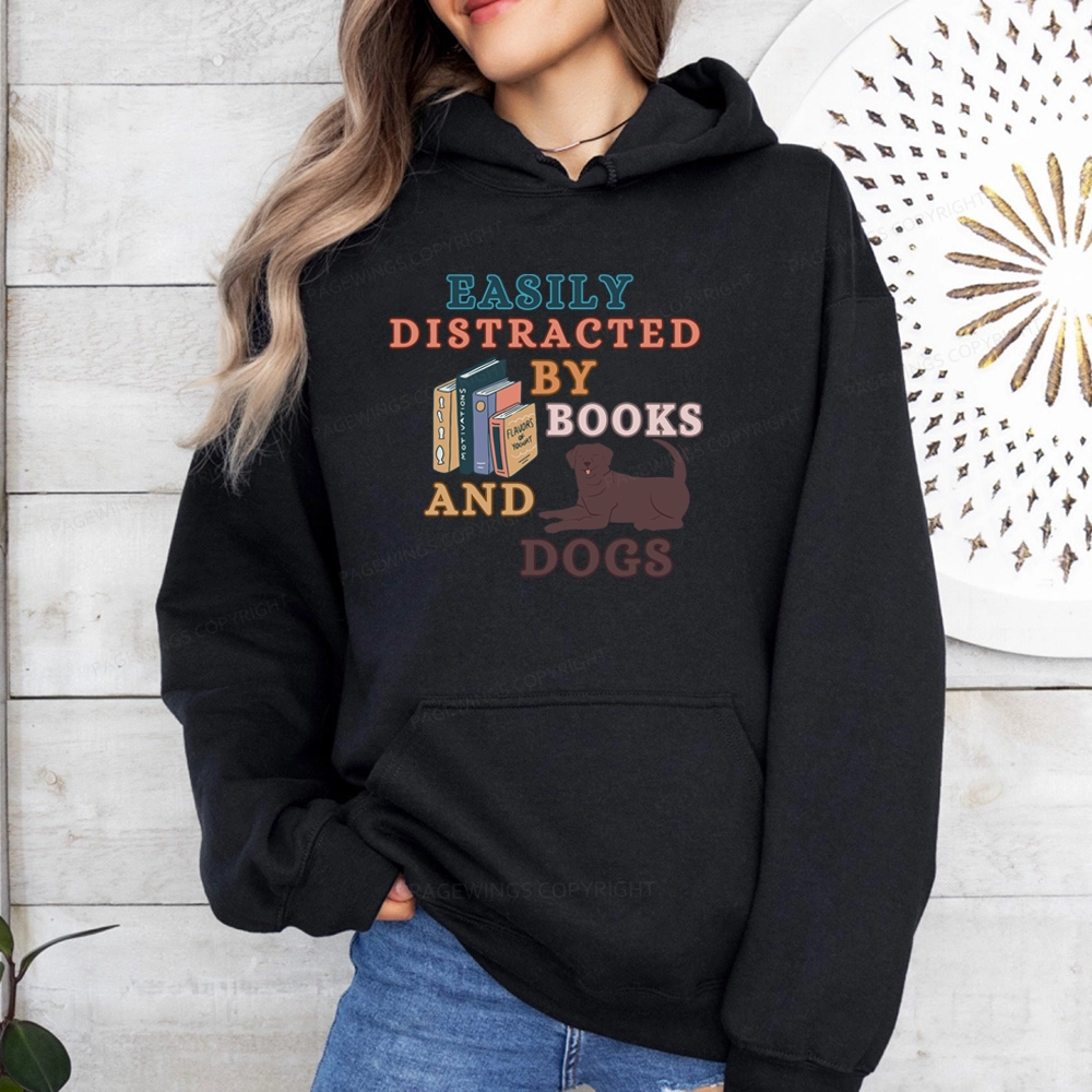 Pagewings Easily Distracted By Books And Labrador Unisex Classic Hoodie