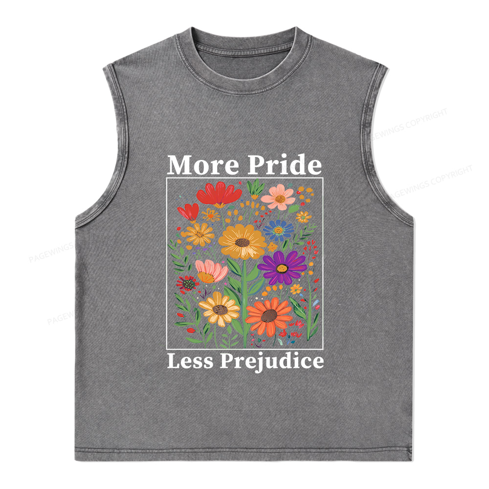 Pagewings Pagewings More Pride Less Prejudice Unisex Washed Tank Top