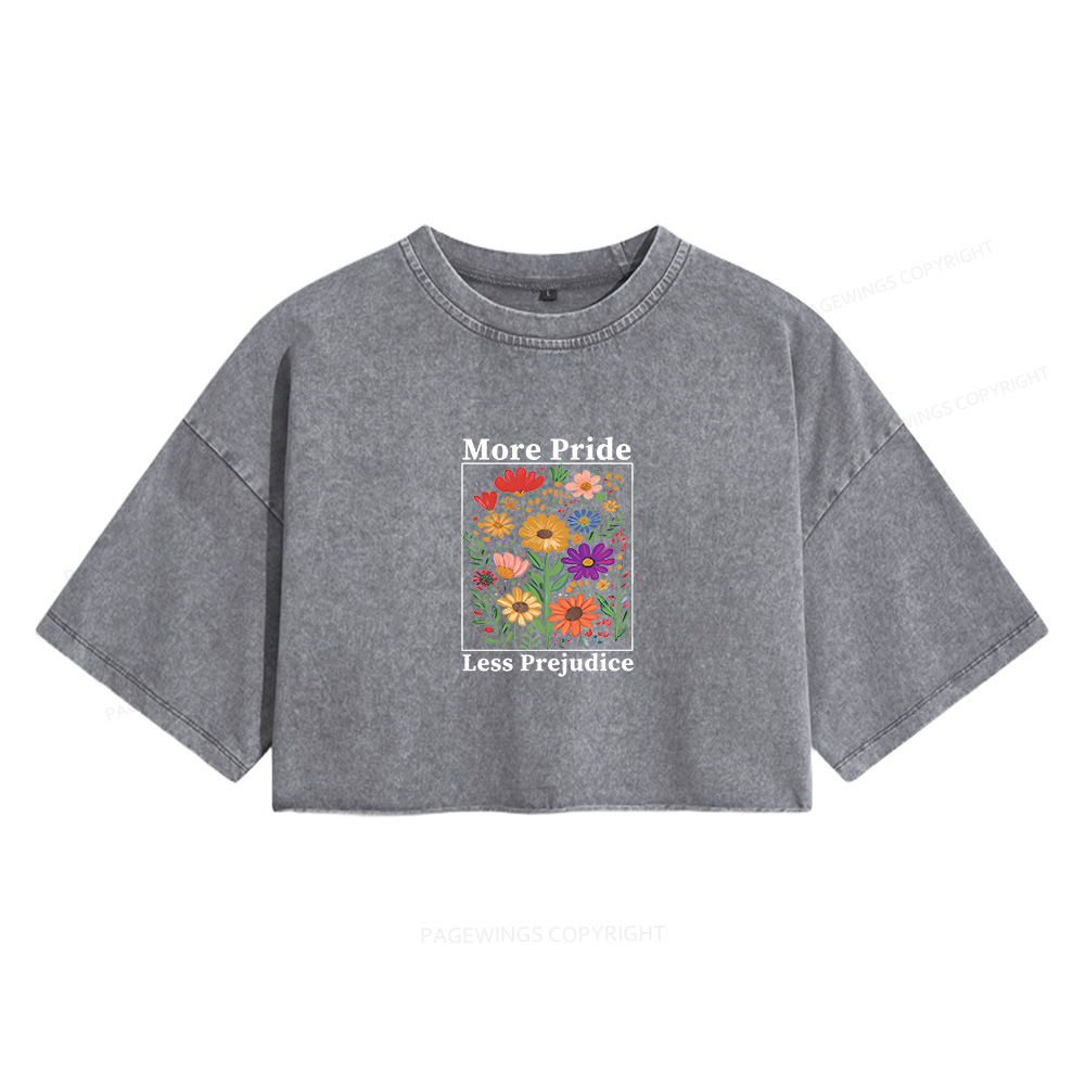 Pagewings More Pride Less Prejudice Women's Washed Cropped T-shirt