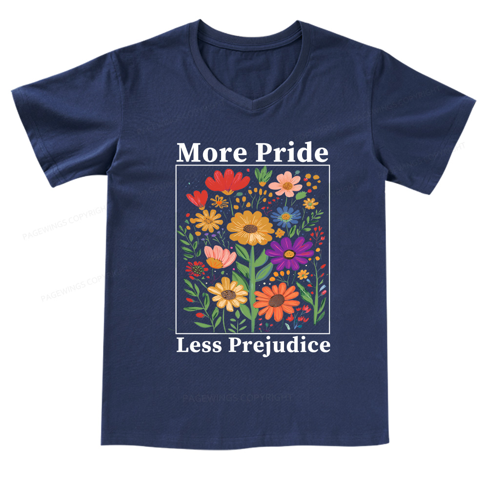 Pagewings More Pride Less Prejudice V-neck T-shirt