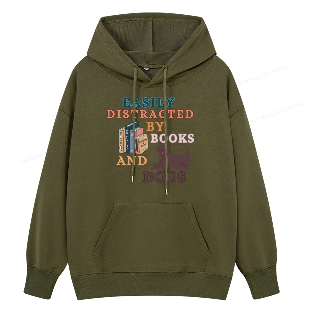 Pagewings Easily Distracted By Books And Labrador Unisex Classic Hoodie
