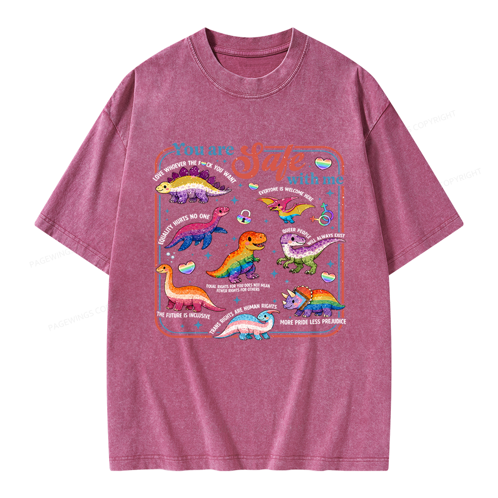 Pagewings You Are Safe With Me Unisex Washed T-shirt