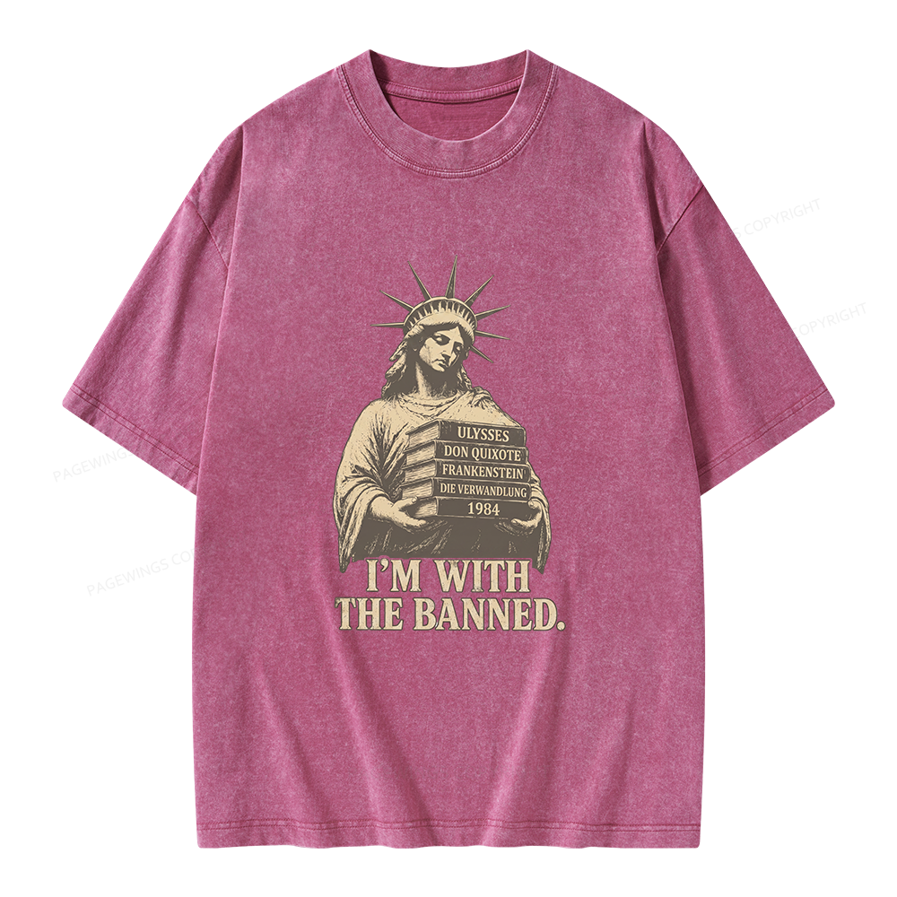 Pagewings I'm With The Banned Unisex Washed T-shirt