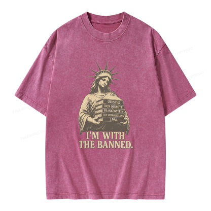 Pagewings I'm With The Banned Unisex Washed T-shirt