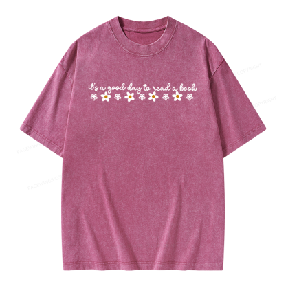 Pagewings Its A Good Day To Read A Book Unisex Washed T-shirt