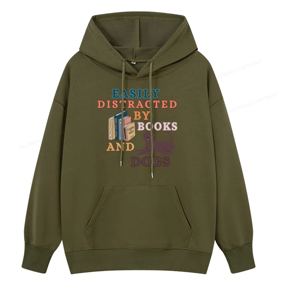Pagewings Easily Distracted By Books And Labrador Unisex Classic Hoodie