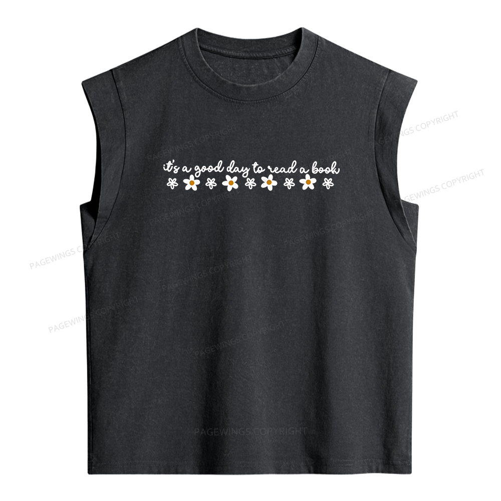 Pagewings Its A Good Day To Read A Book Women's Washed Tank Top